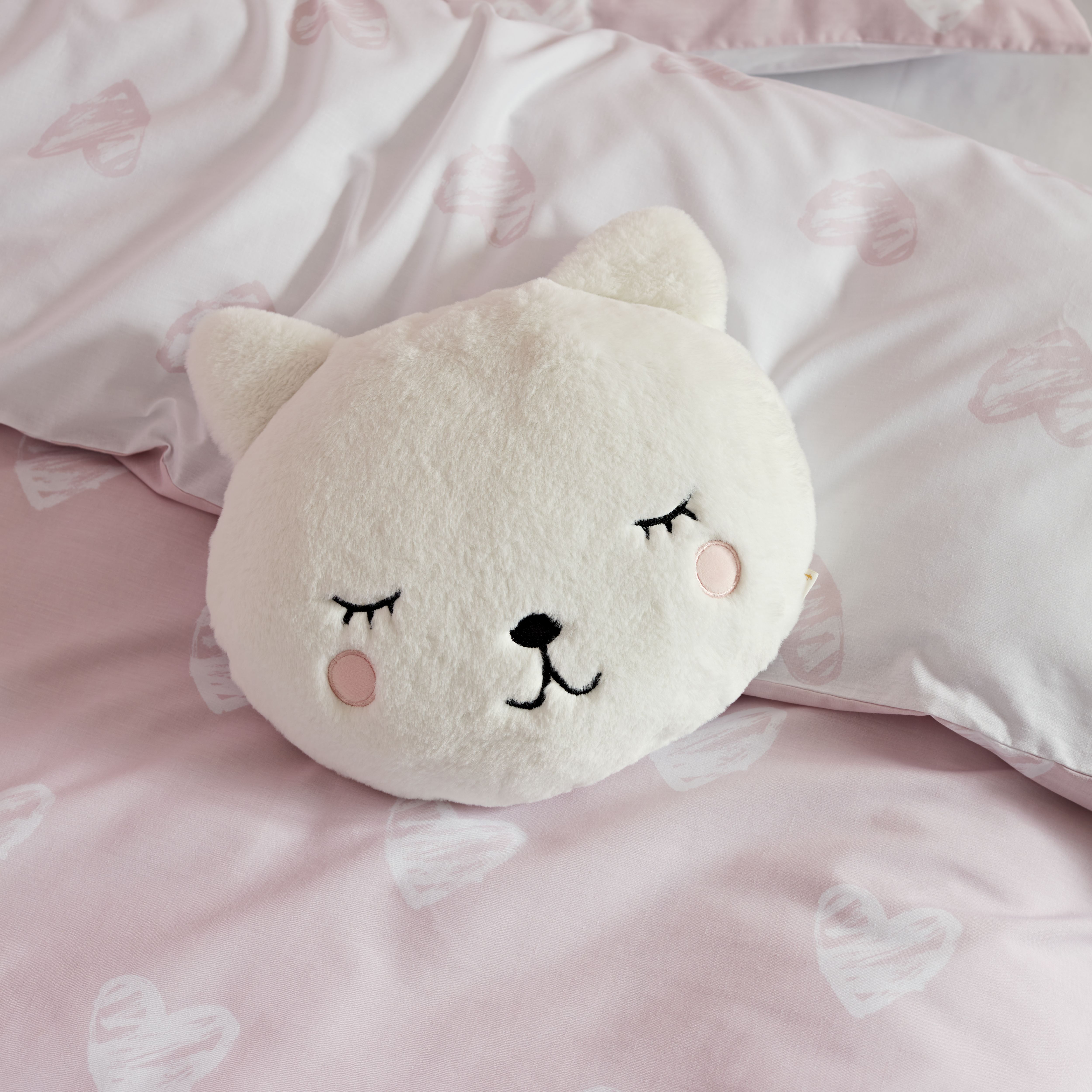 furn. Kids White Bear face Indoor Cushion (L)33cm x (W)33cm