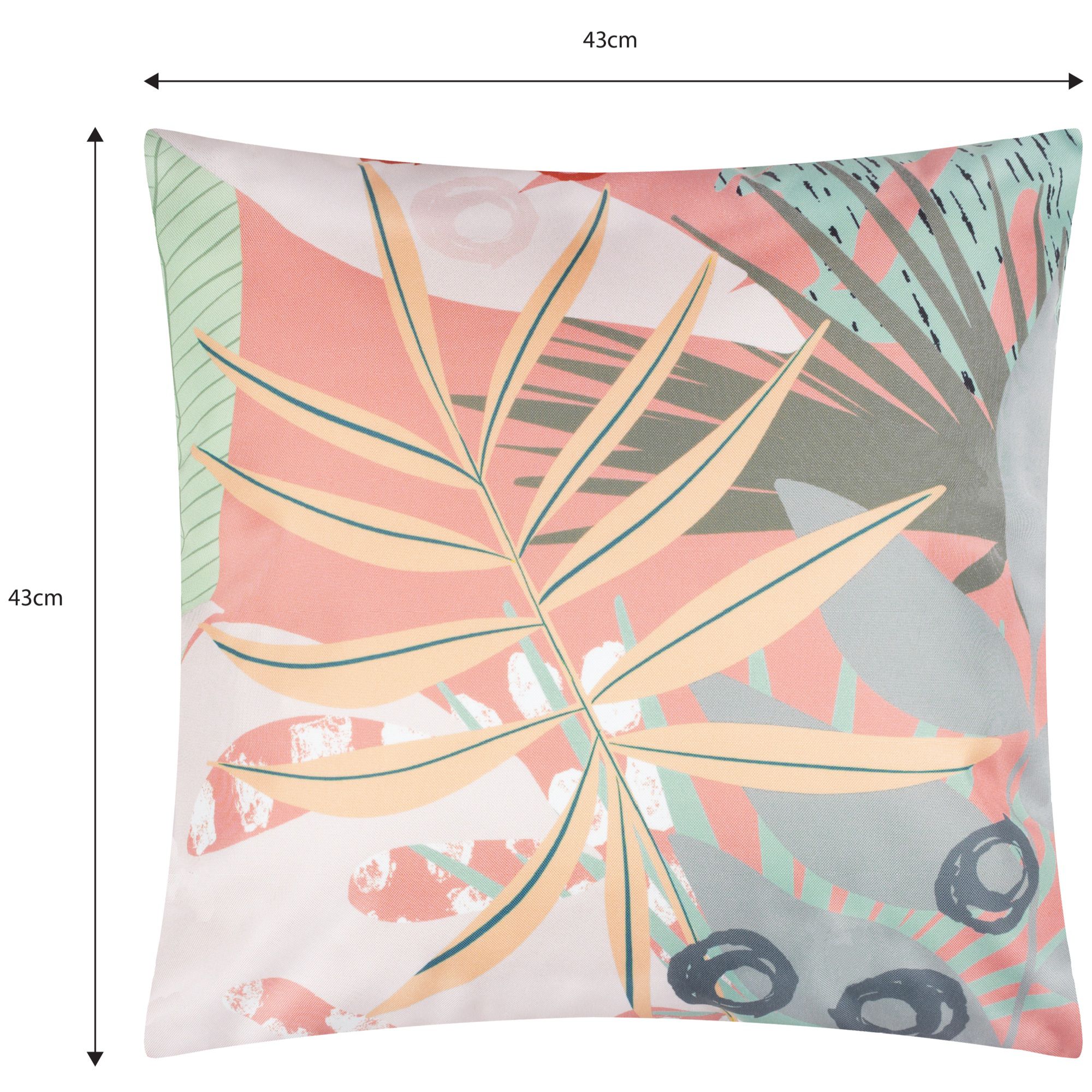 furn. Multicolour Leaf Outdoor Cushion, (L)43cm x (W)43cm
