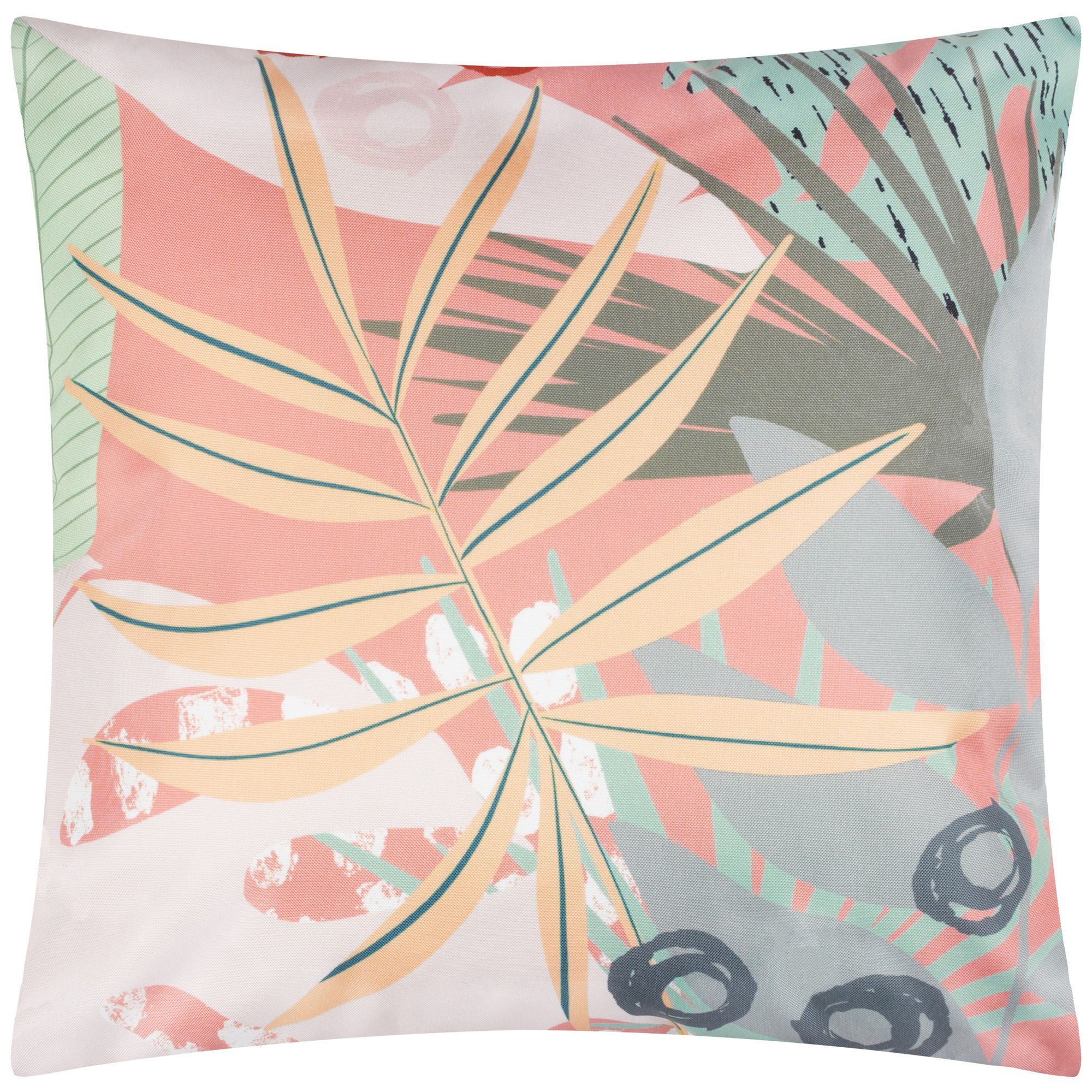 furn. Multicolour Leaf Outdoor Cushion, (L)43cm x (W)43cm