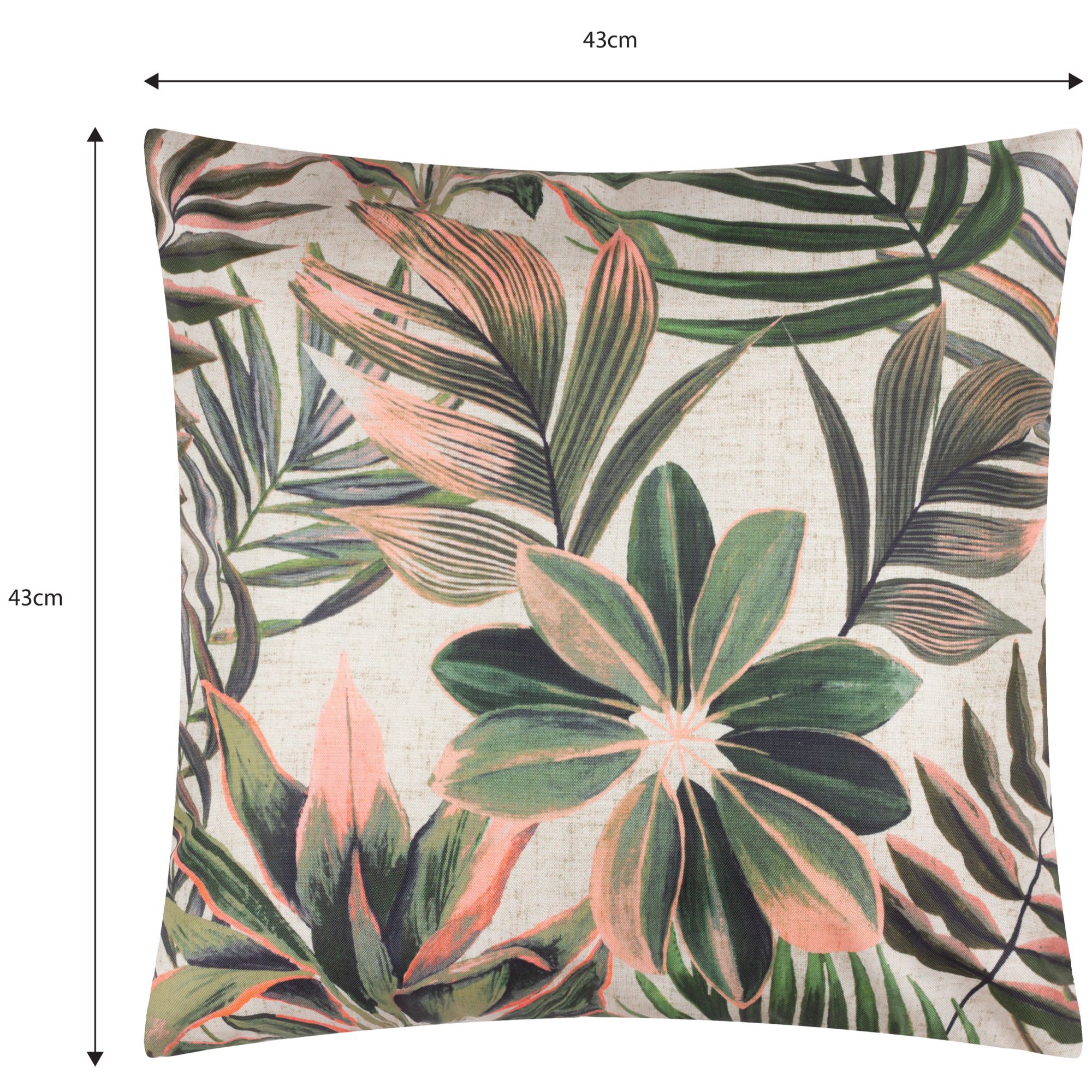 furn. Multicolour Tropical Outdoor Cushion, (L)43cm x (W)43cm