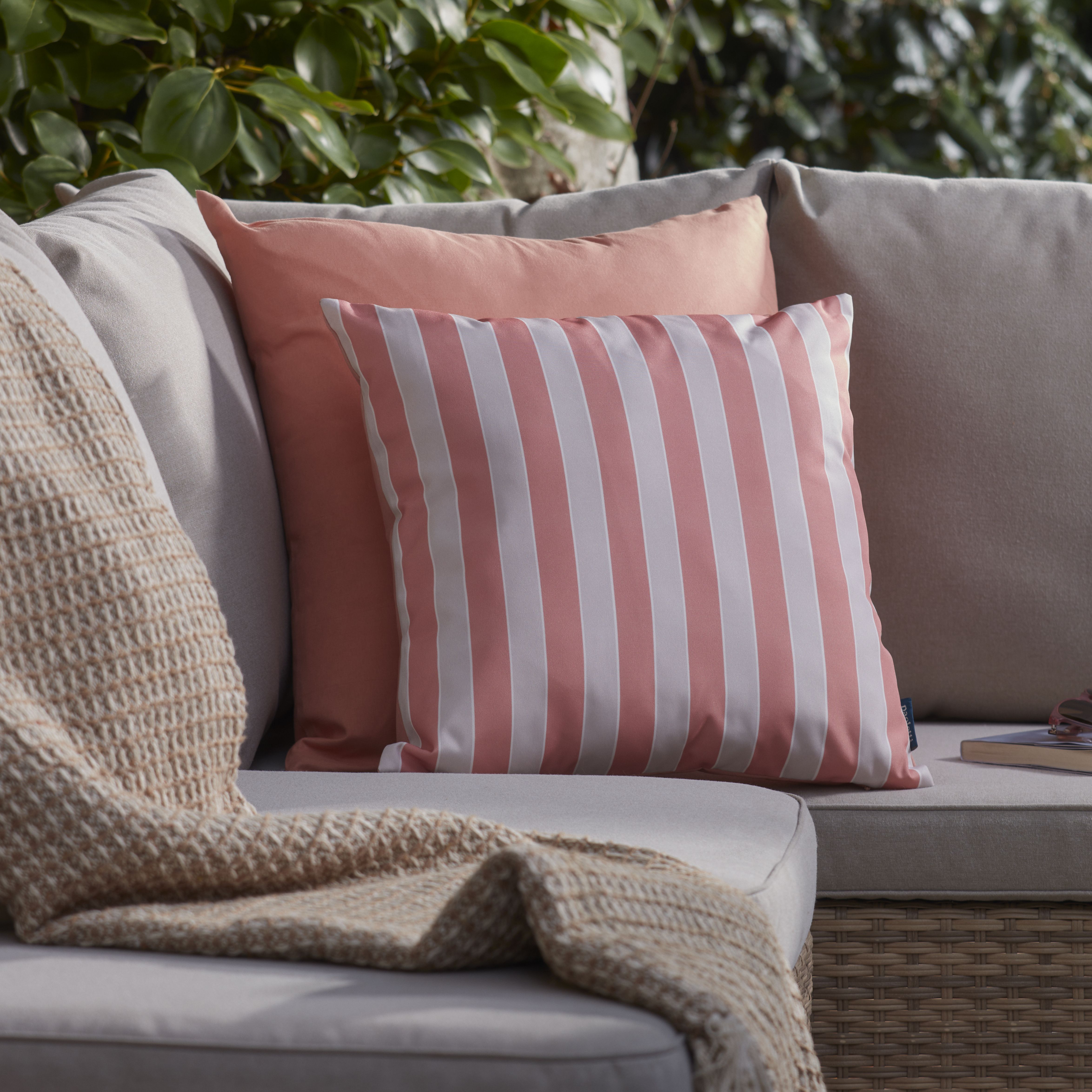 furn. Pier Stripe Shrimp Outdoor Cushion, (L)43cm x (W)43cm