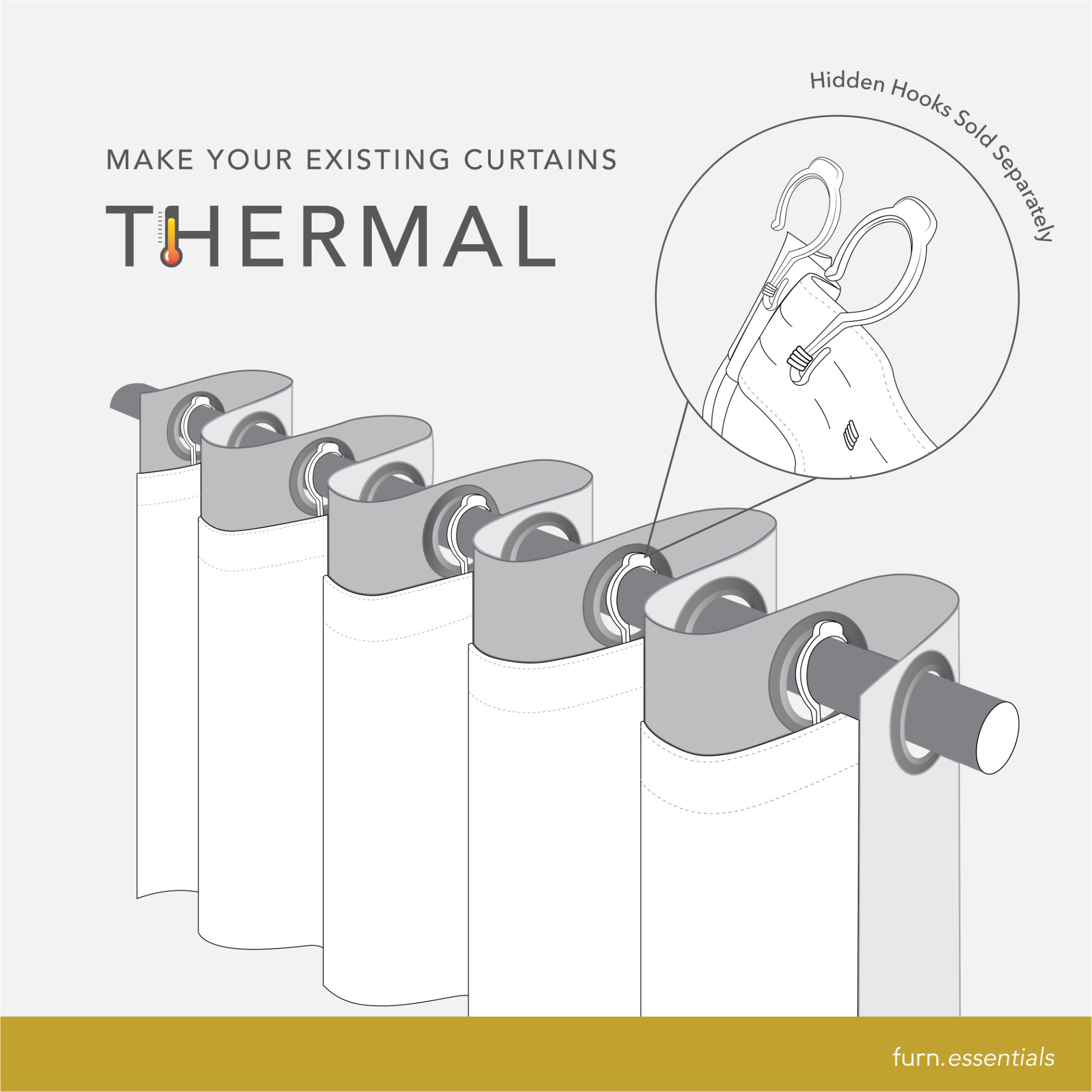furn. Thermal Eyelet Curtain lining Pair, (L) 163cm x (W) 216cm
