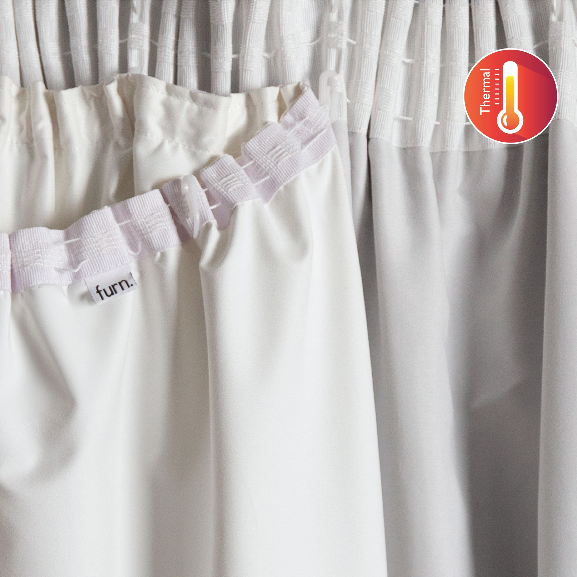 furn. Thermal Pencil pleat Curtain lining Pair, (L) 112cm x (W) 124cm