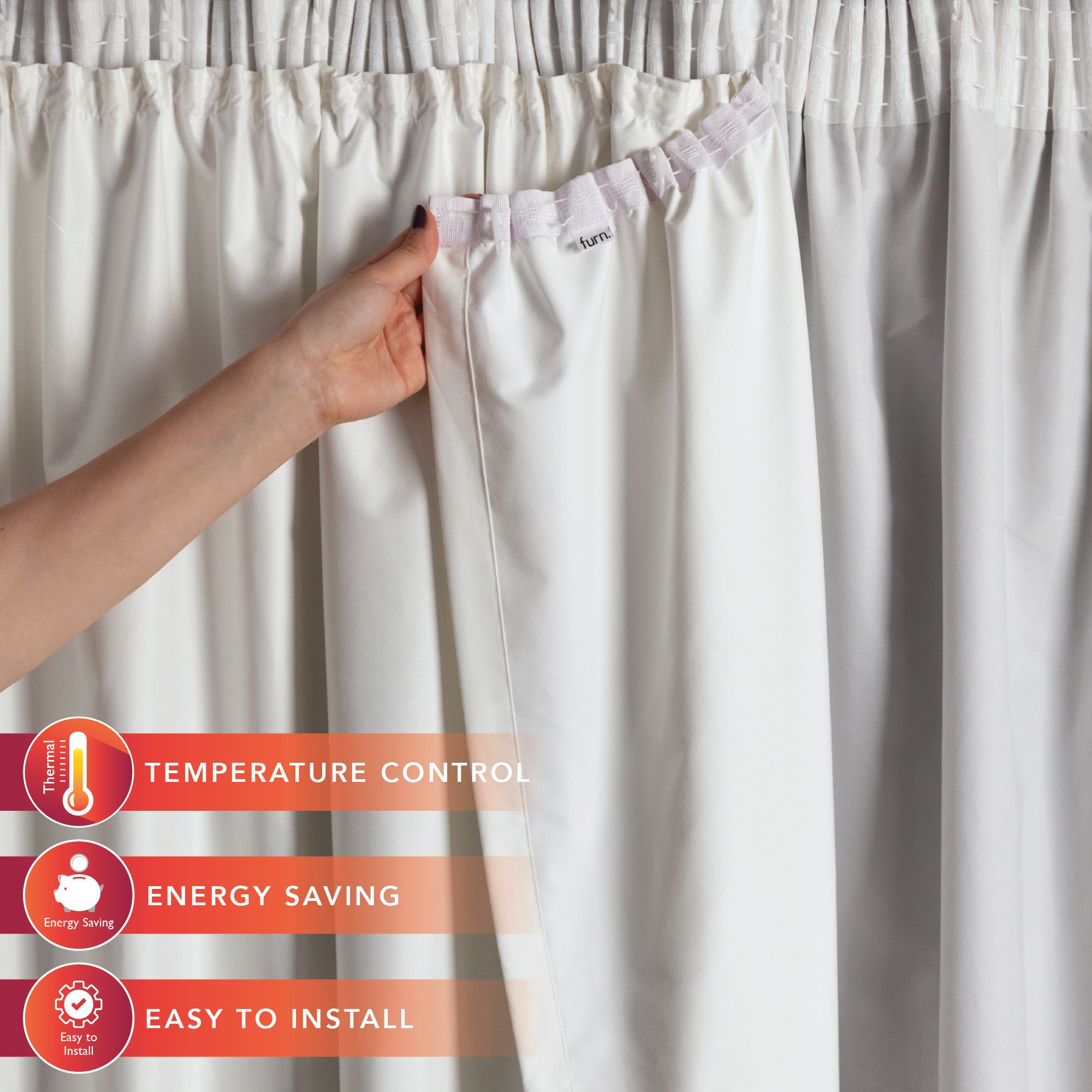 furn. Thermal Pencil pleat Curtain lining Pair, (L) 163cm x (W) 170cm