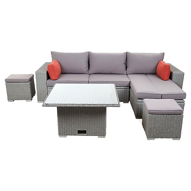 Synthetic Wicker 4 Seater Sofa, Brown Rattan Garden Furniture B Q