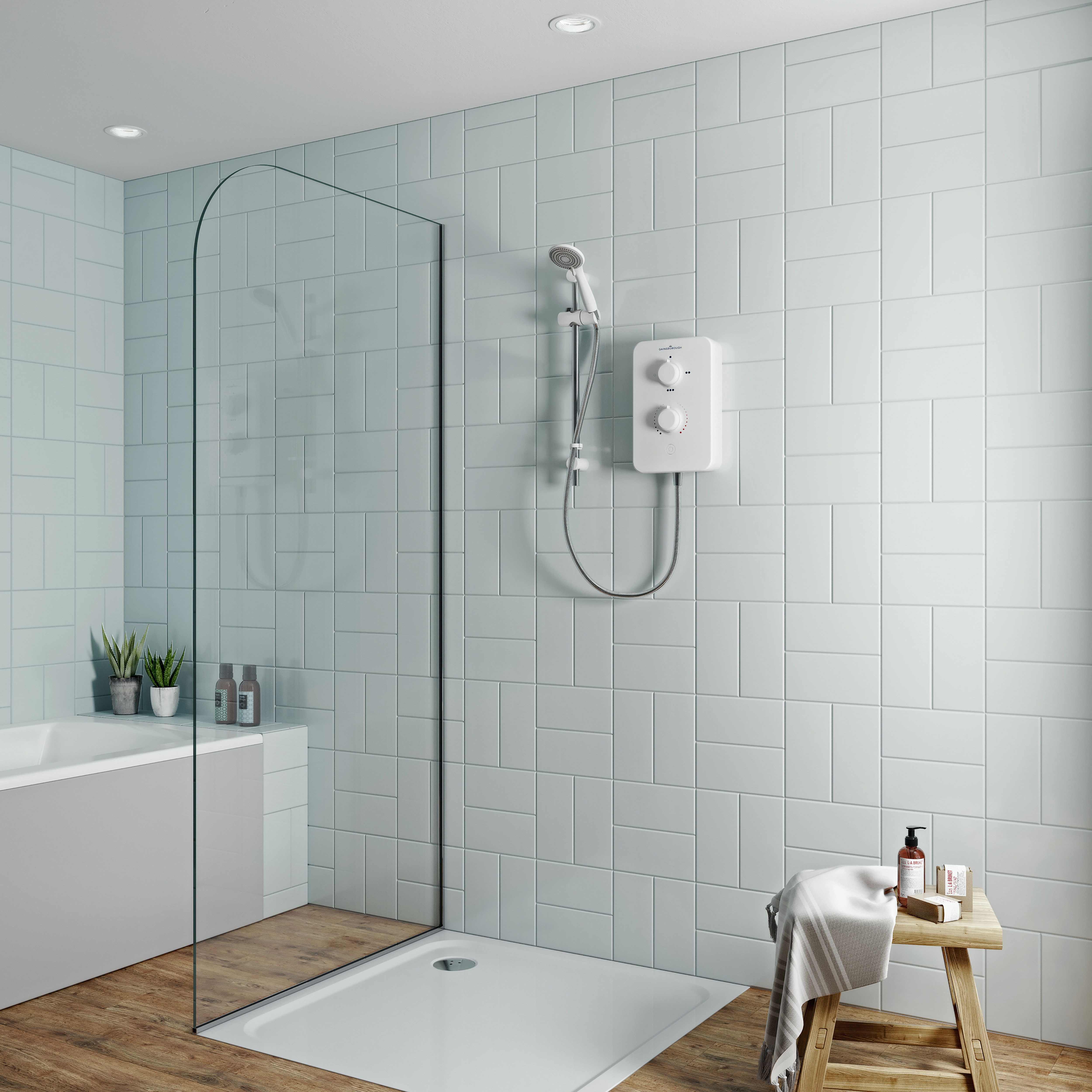 Gainsborough Slim Duo Gloss Polar White Electric Shower, 8.5W