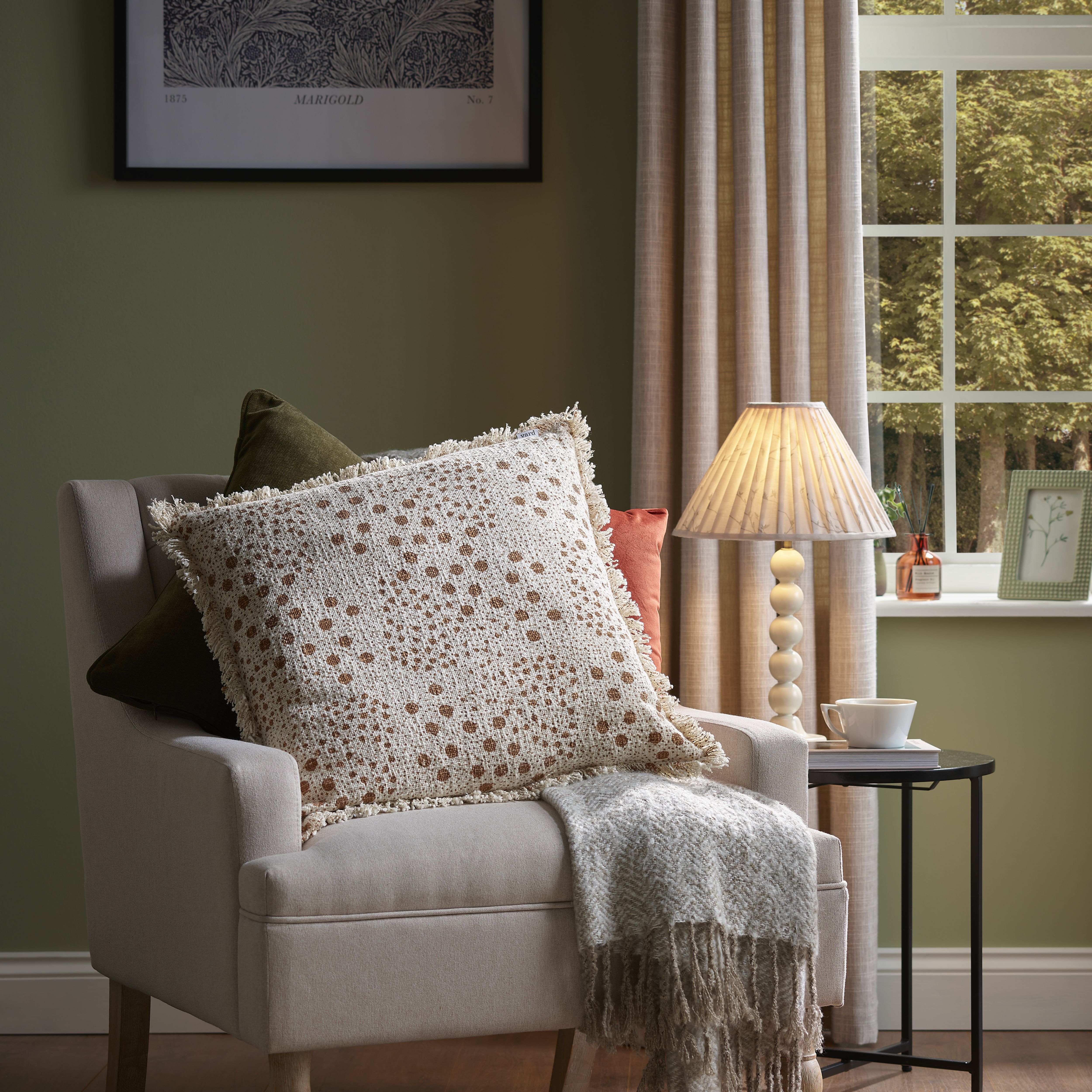 Gallery™ Beige & White Stripe Woven effect Indoor Cushion, (L)45cm x (W)45cm