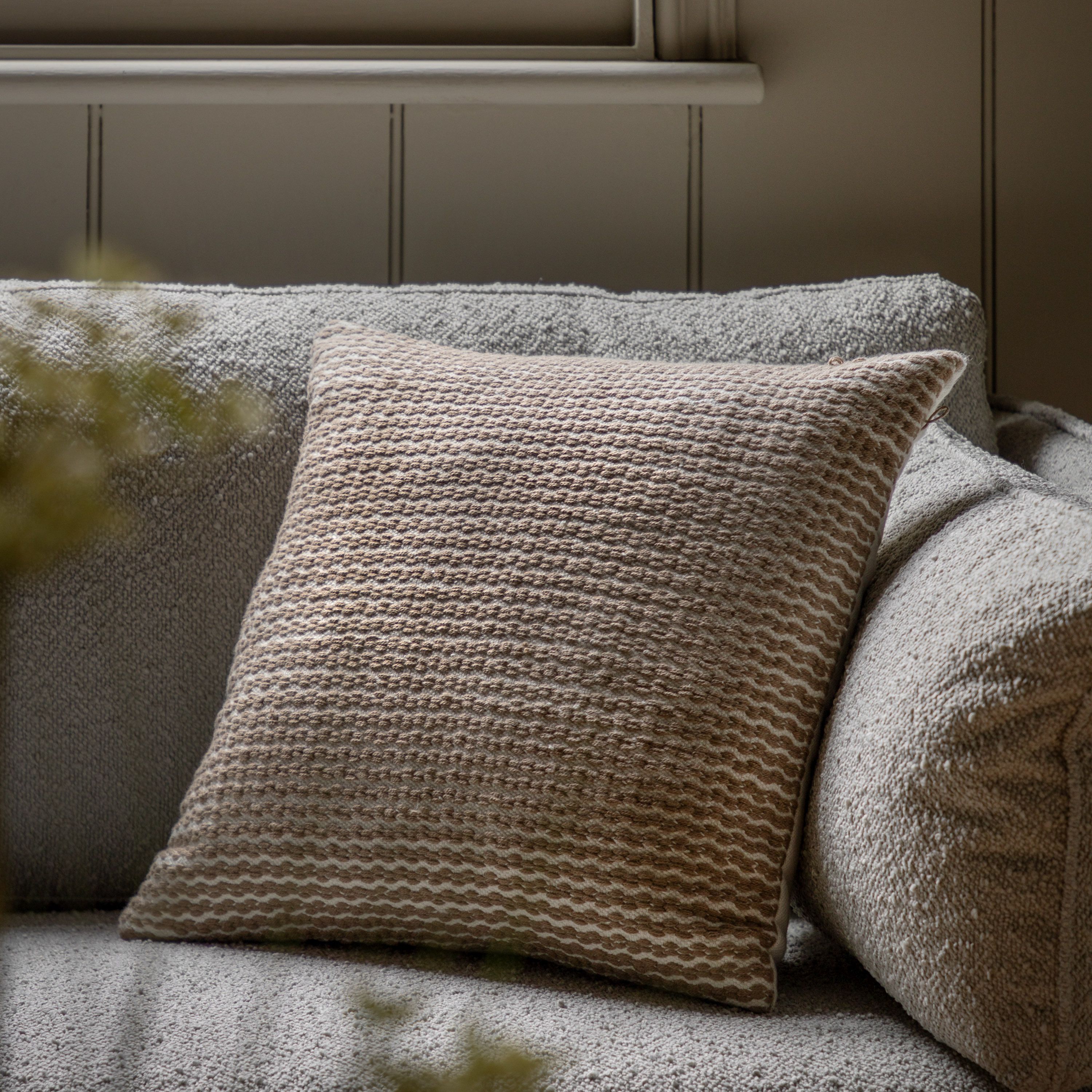Gallery™ Beige & White Stripe Woven effect Indoor Cushion, (L)45cm x (W)45cm