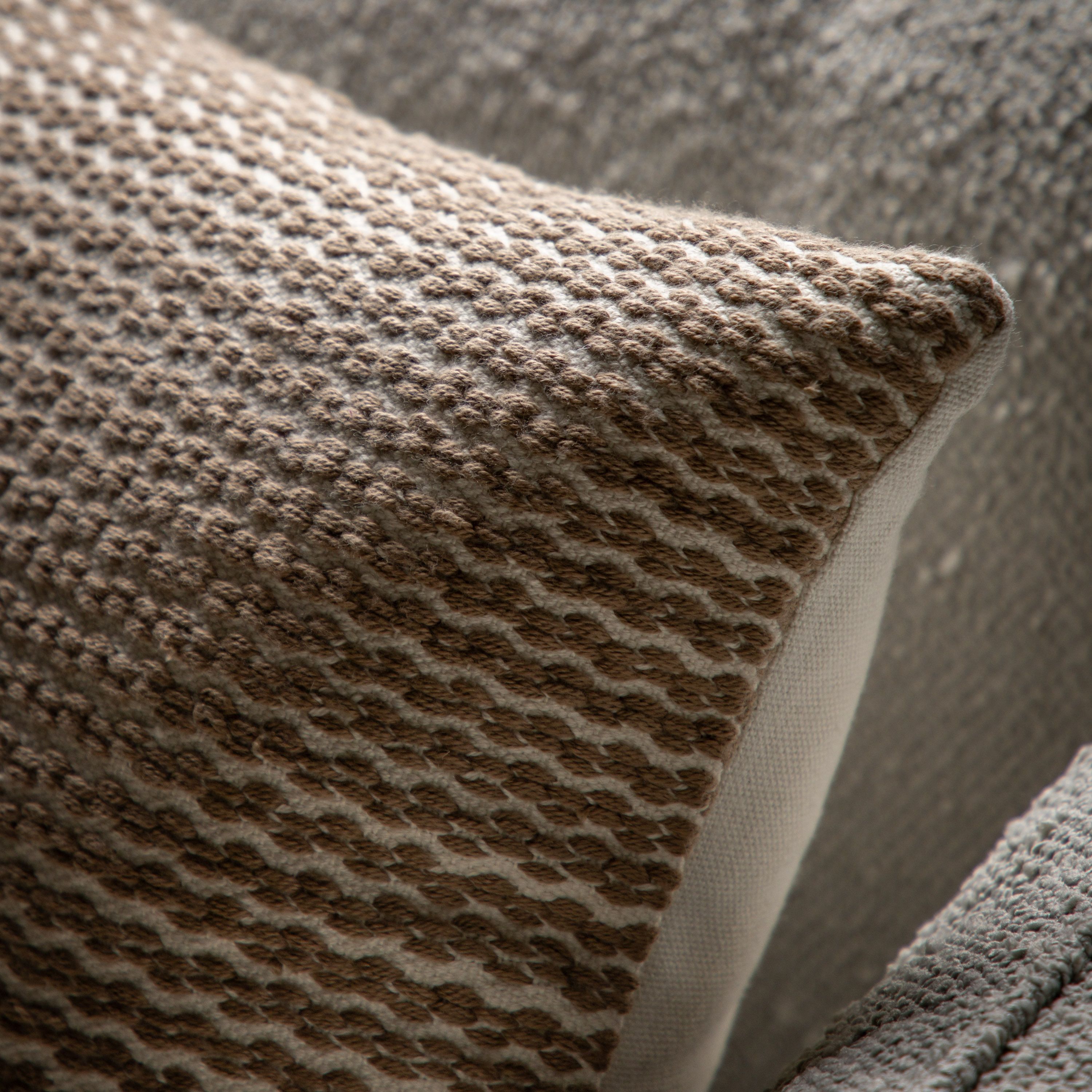 Gallery™ Beige & White Stripe Woven effect Indoor Cushion, (L)45cm x (W)45cm
