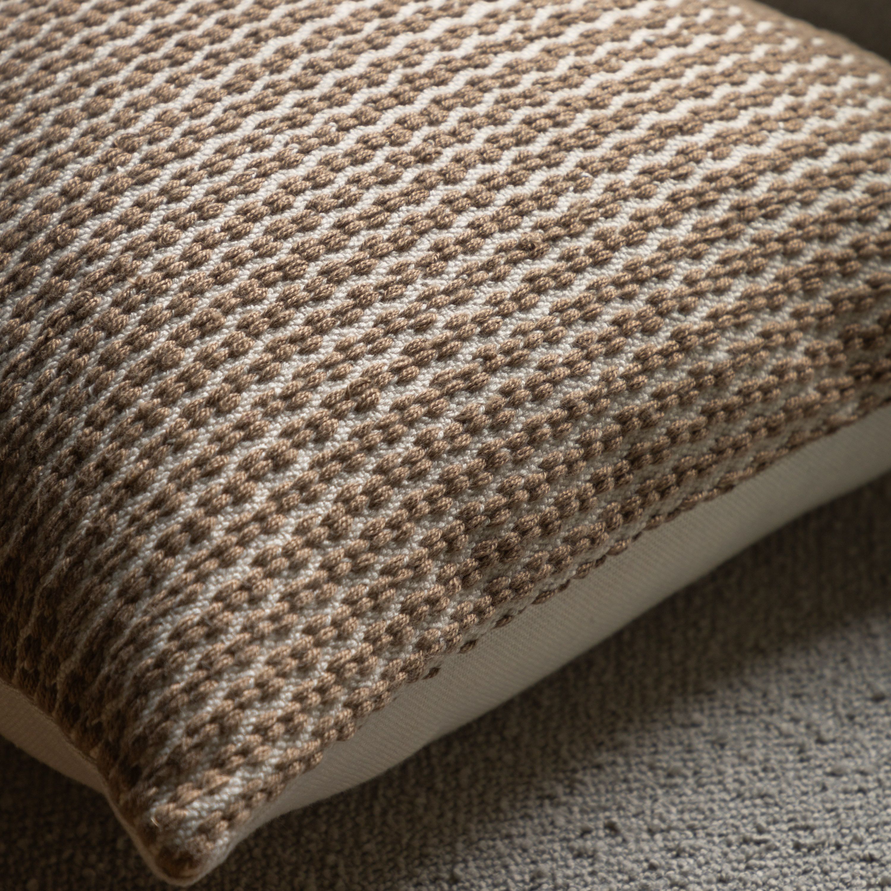 Gallery™ Beige & White Stripe Woven effect Indoor Cushion, (L)45cm x (W)45cm