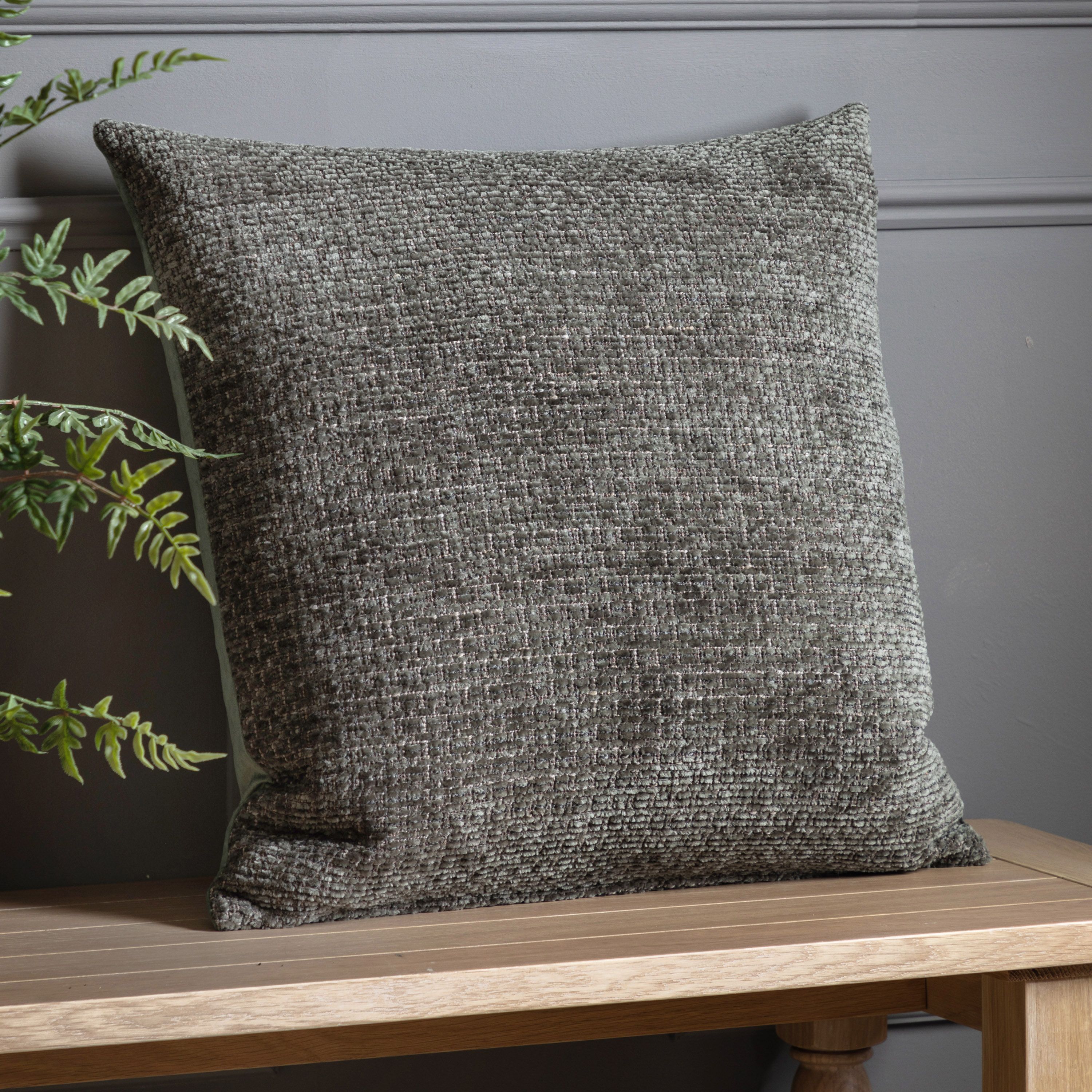 Gallery™ Chenille Olive Woven effect Indoor Cushion, (L)55cm x (W)55cm