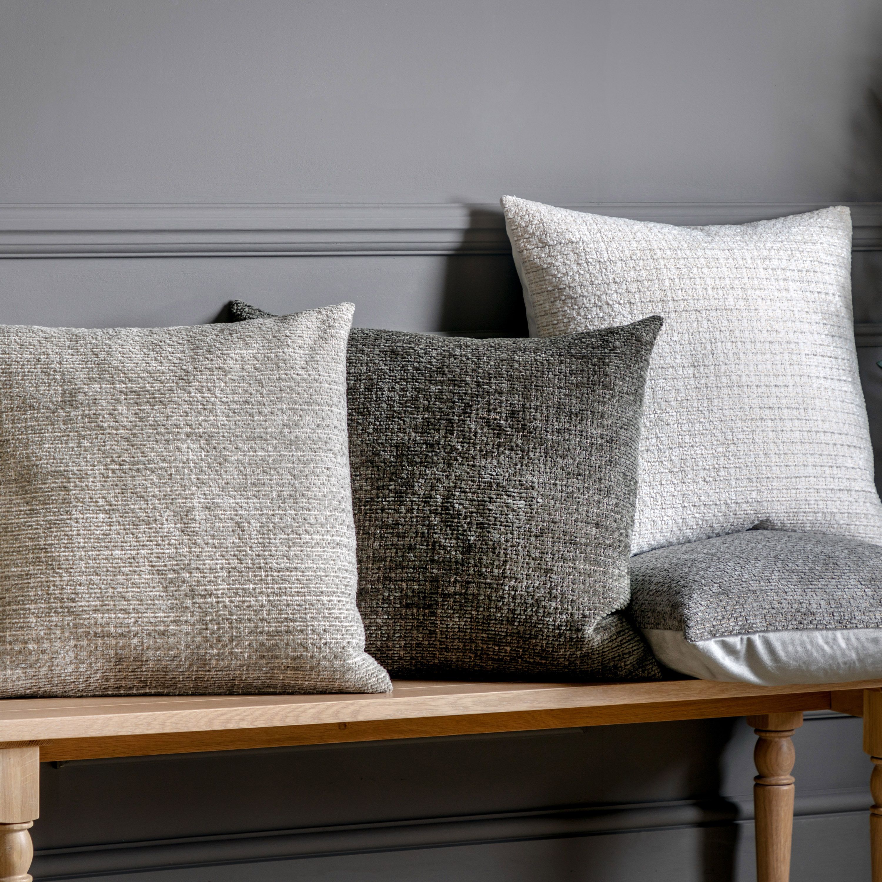 Gallery™ Chenille Taupe Woven effect Indoor Cushion, (L)55cm x (W)55cm