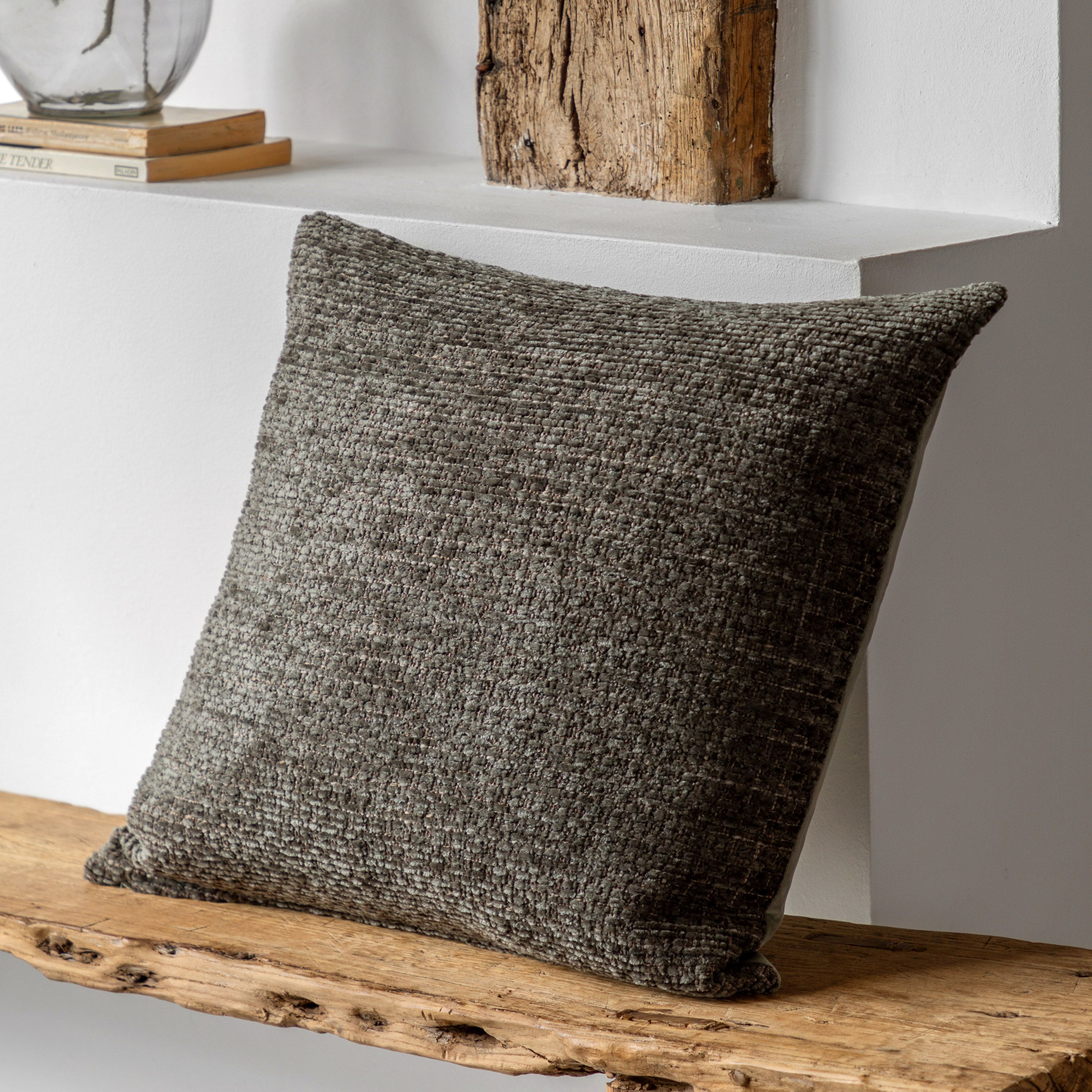 Gallery™ Olive Textured Chenille effect Indoor Cushion, (L)50cm x (W)50cm