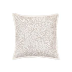 Gallery™ Taupe Leaves Print effect Indoor Cushion, (L)45cm x (W)45cm