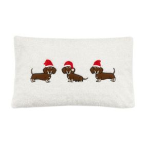 Gallery™ White Sausage Dog Indoor Christmas Cushion (L)30cm x (W)50cm