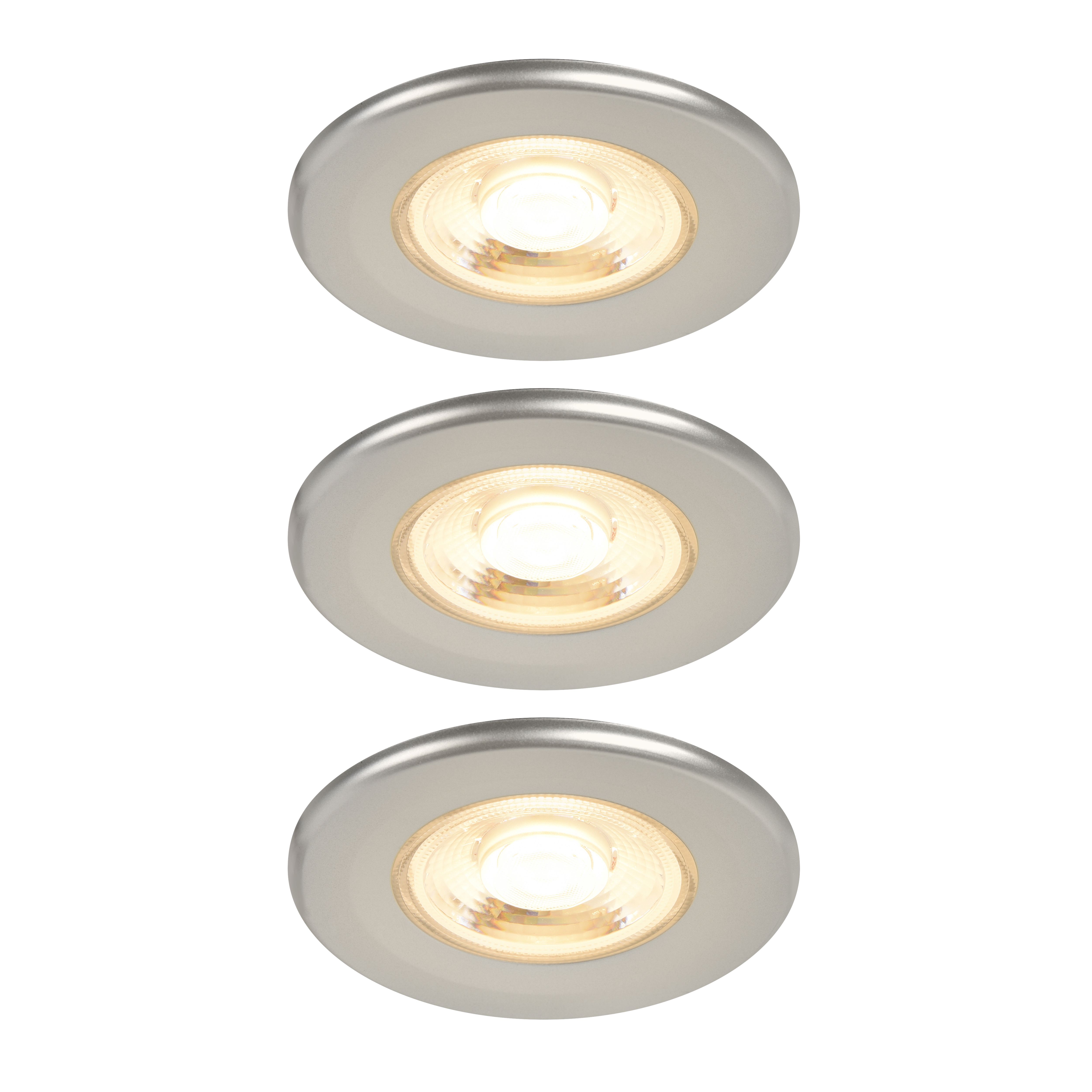 Gamow Matt Pewter effect Fixed LED Fire-rated Warm & neutral Downlight 5W IP65, Pack of 3