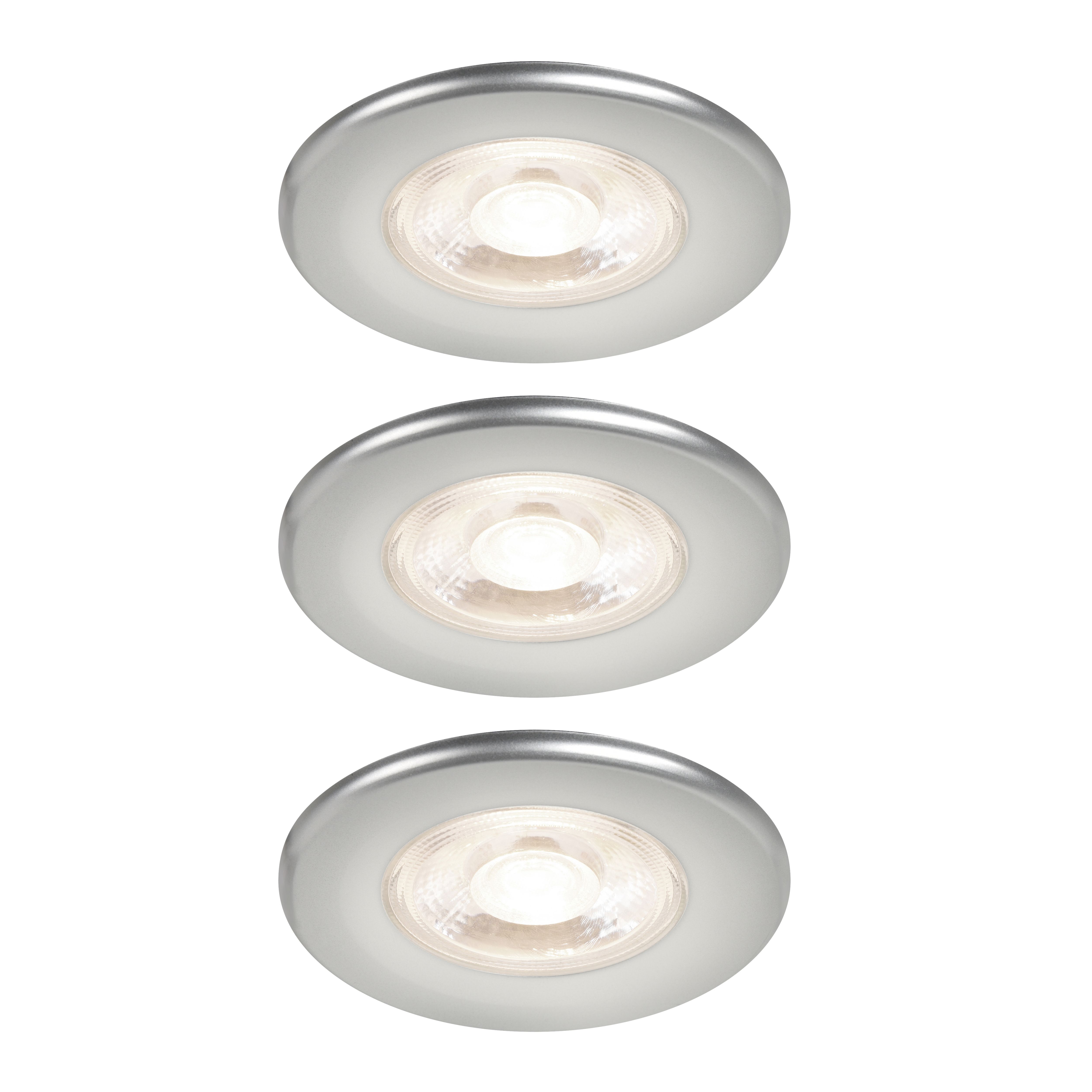 Gamow Matt Pewter effect Fixed LED Fire-rated Warm & neutral Downlight 5W IP65, Pack of 3