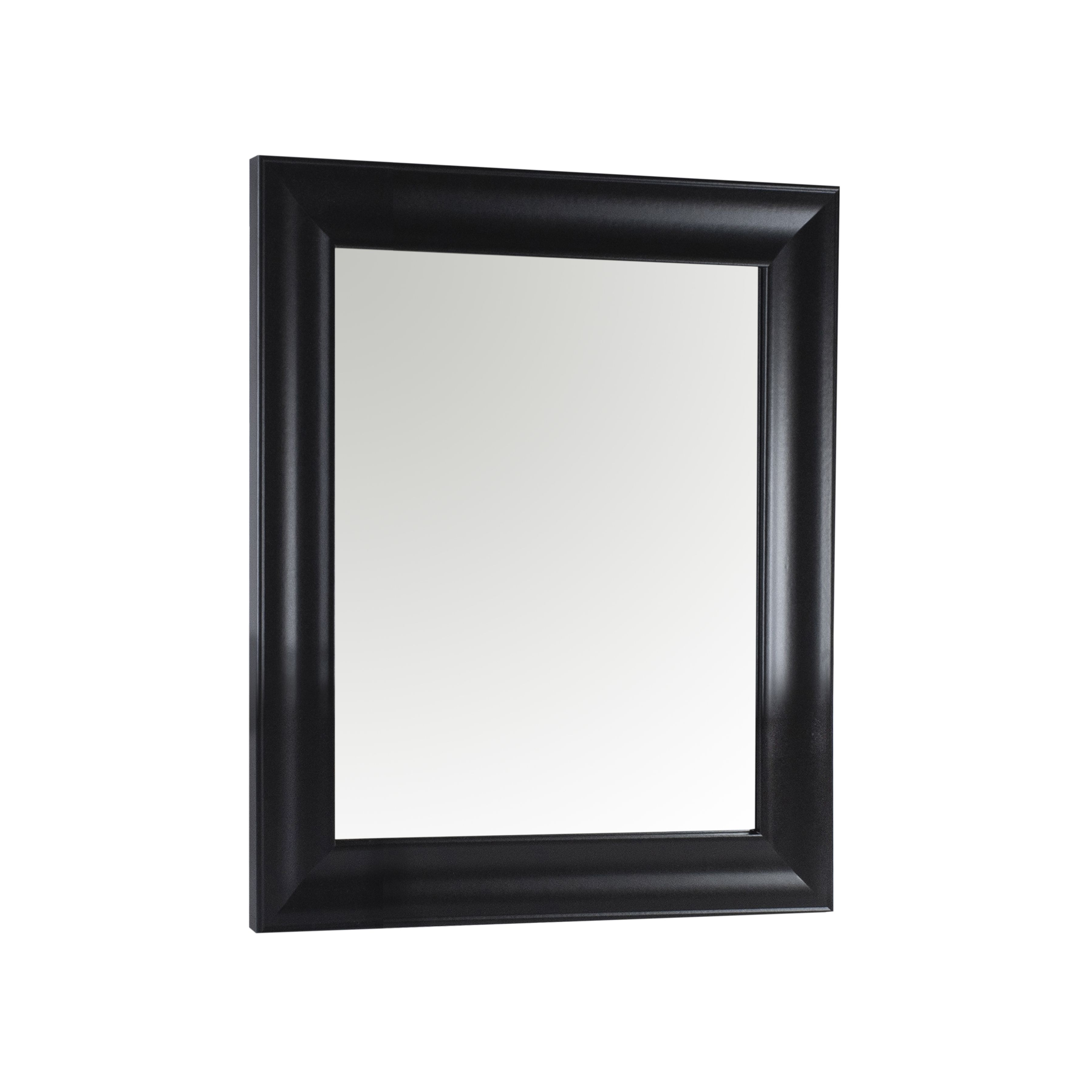 Ganji Black Curved Rectangular Framed Mirror (H)63cm (W)53cm