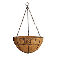 Gardman Distressed Brown Round Coco liner & metal frame Hanging basket, 30.48cm