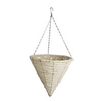 Gardman Natural Whitewash cone Hanging basket, 35.56cm