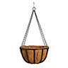 Gardman Wrought iron Black Round Coco liner & metal frame Hanging basket, 35.56cm
