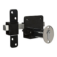 GateMate Black Stainless steel Euro Double locking long throw Barrel Gate bolt, (L)87mm (BL)50mm