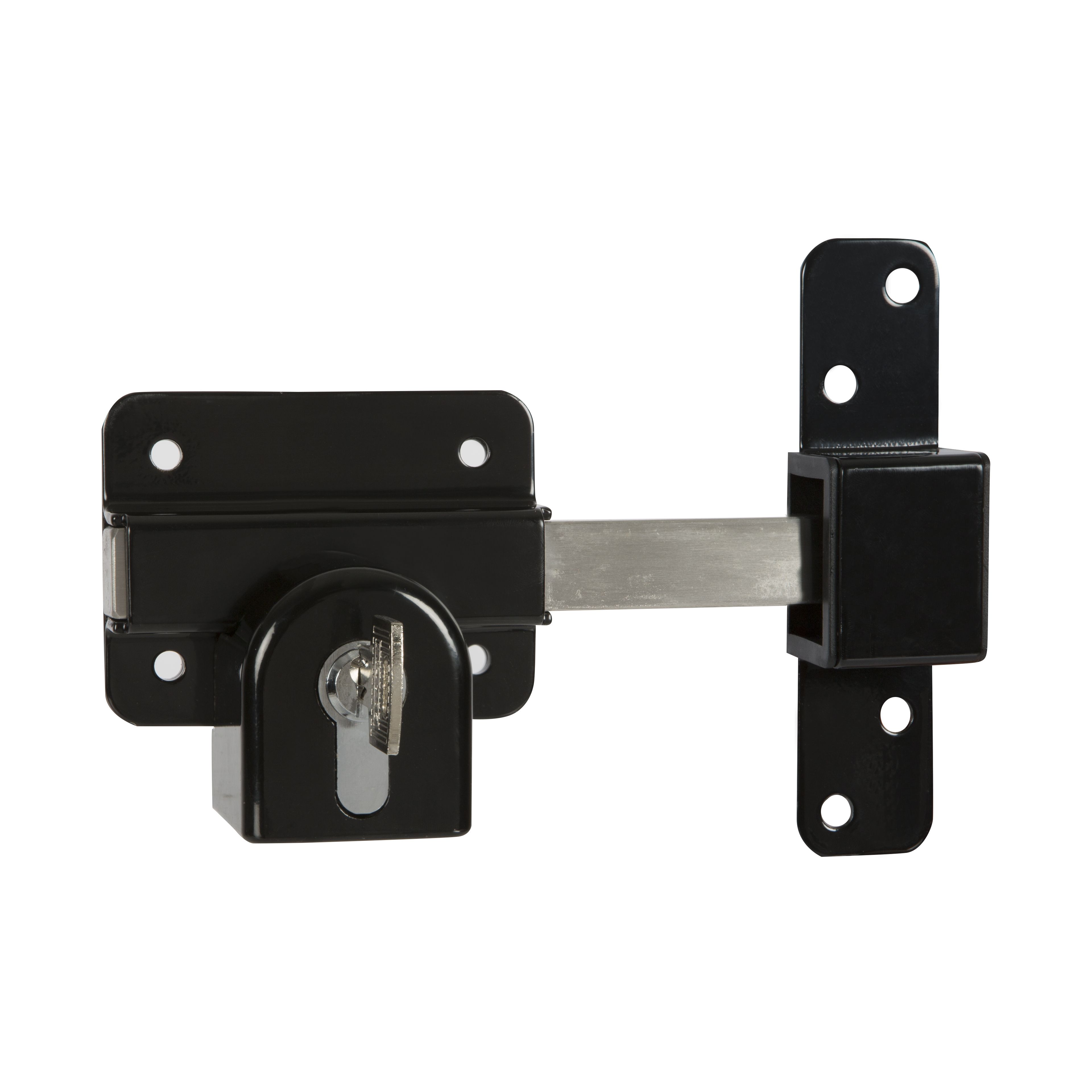 GateMate Black Stainless steel Euro Double locking long throw Barrel Gate bolt, (L)87mm (BL)70mm
