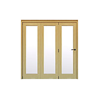 Geom 1 Lite Clear Glazed Oak Internal Bi-fold Door set, (H)2060mm (W)1904mm