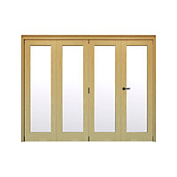 Geom 1 Lite Clear Glazed Oak Internal Bi-fold Door set, (H)2060mm (W)2517mm