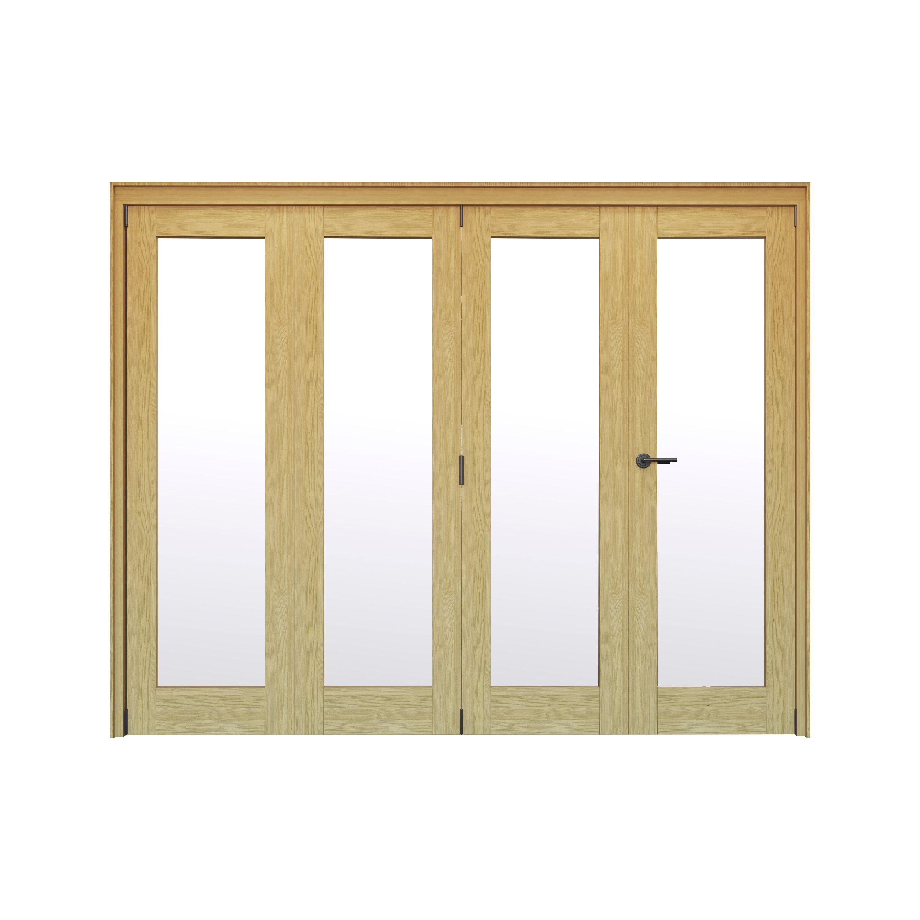 Geom 1 Lite Clear Glazed Oak Internal Bi-fold Door set, (H)2060mm (W)2821mm