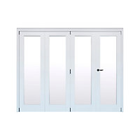 Geom 1 Lite Clear Glazed Pre-painted White Softwood Internal Bi-fold Door set, (H)2060mm (W)2821mm