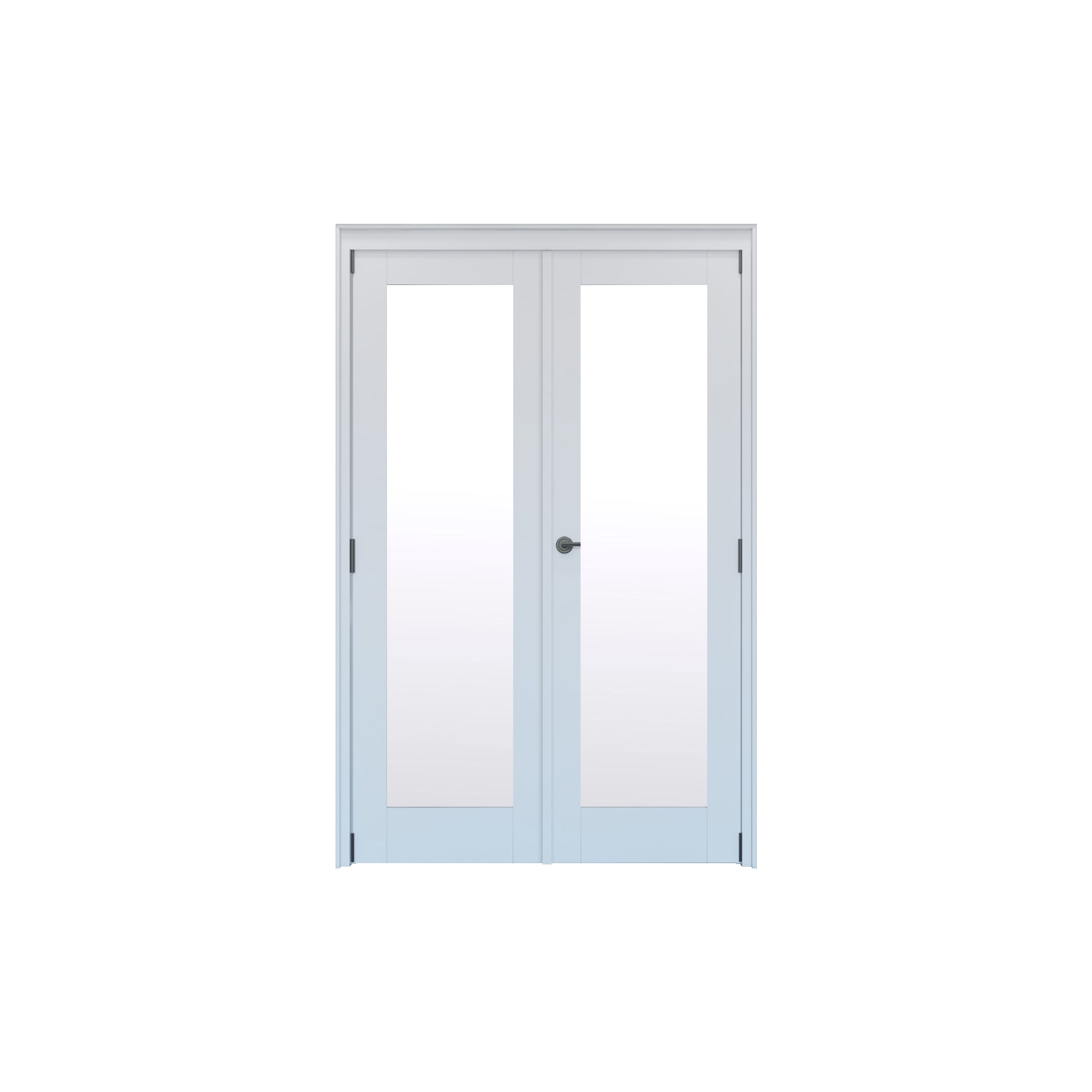 Geom 1 Lite Clear Glazed Pre-painted White Softwood Internal Patio Door set, (H)2017mm (W)1597mm