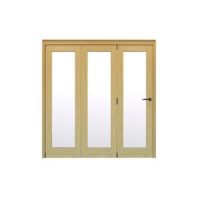 Geom 1 Lite Clear Glazed Veneered Oak Internal Bi-fold Door set, (H)2060mm (W)1904mm