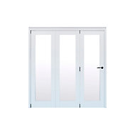 Geom 1 Lite Clear Glazed White Softwood Internal Bi-fold Door set, (H)2060mm (W)2132mm