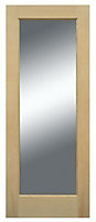 Geom 1 panel Clear Glazed Oak veneer External Front door, (H)2032mm (W)813mm