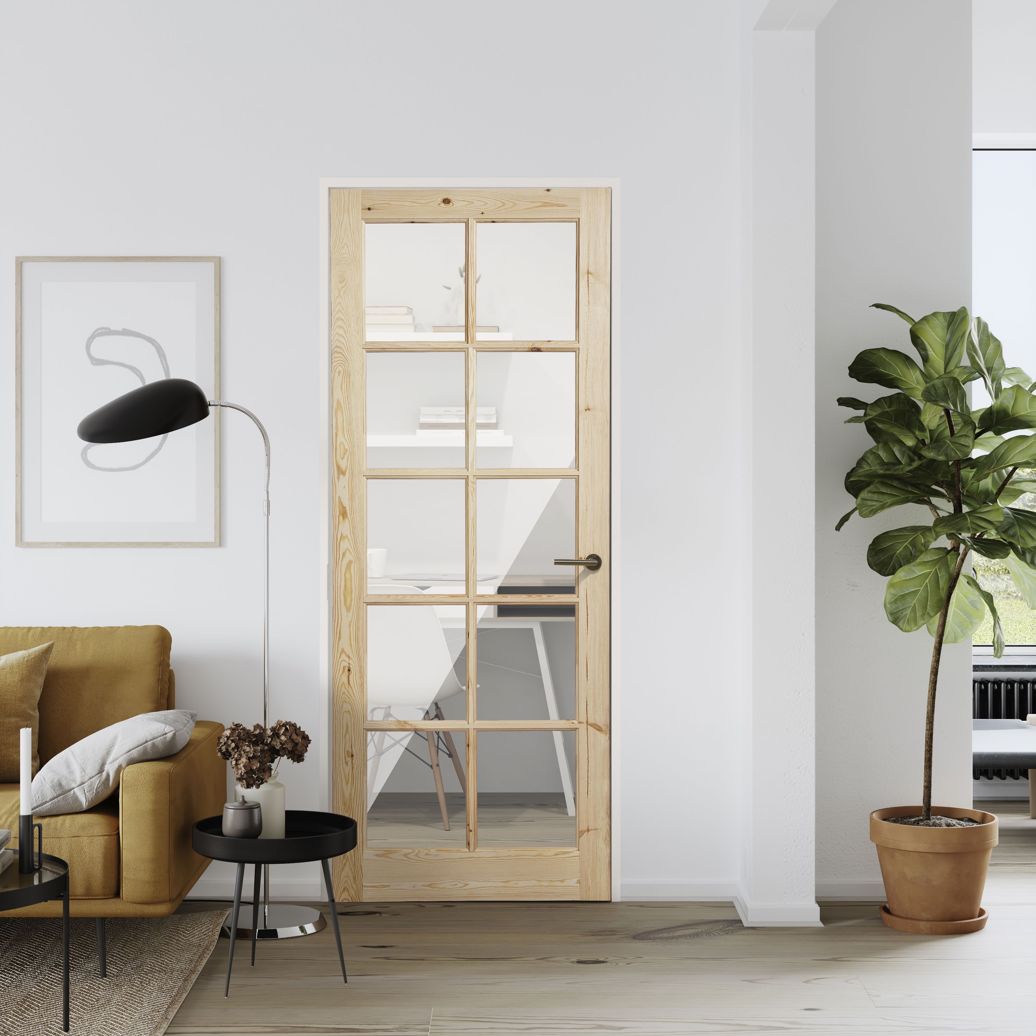 Geom 10 Lite Glazed Internal Door, (H)1981mm (W)686mm (T)35mm