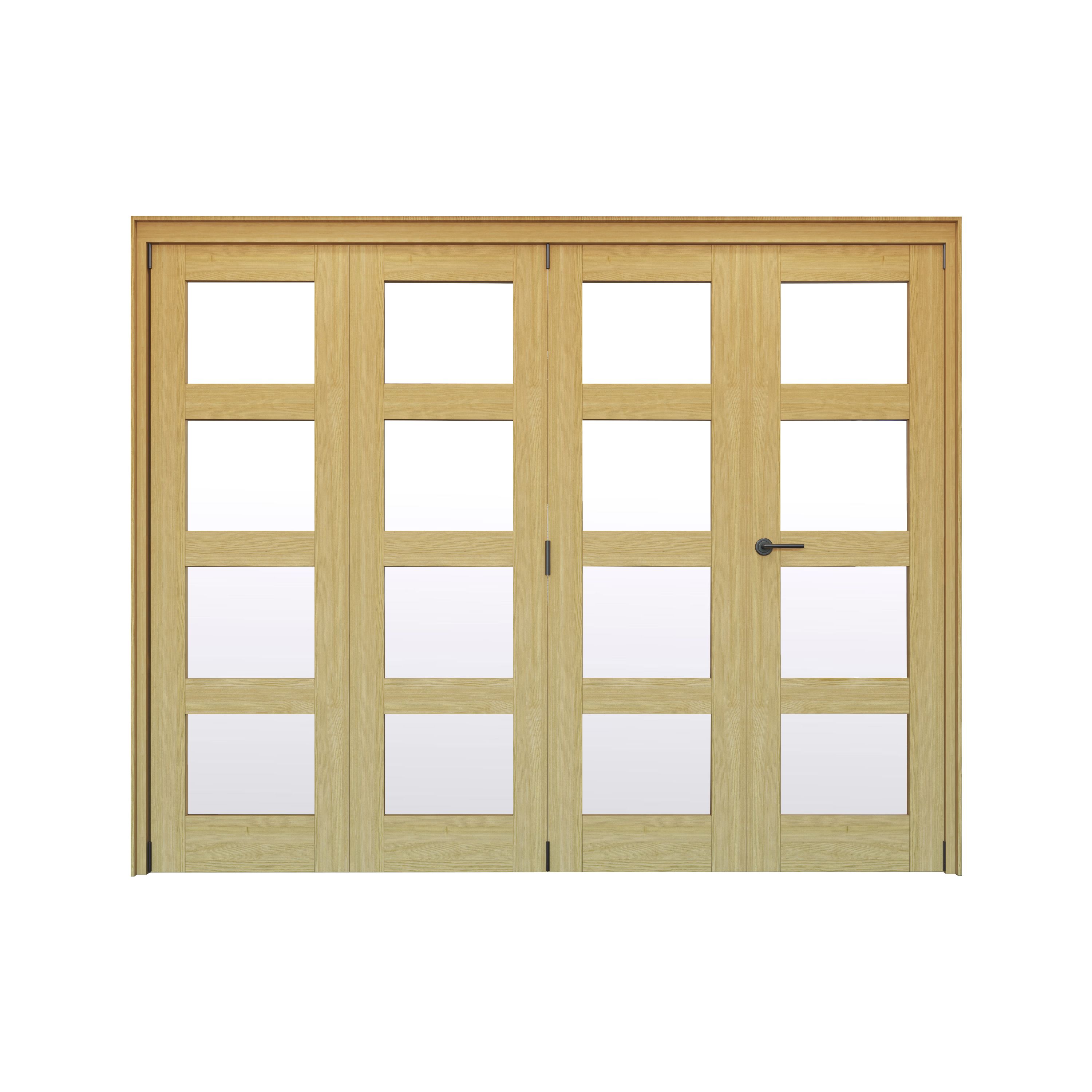 Geom 4 Lite Clear Glazed Oak Internal Bi-fold Door set, (H)2060mm (W)2517mm