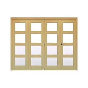 Geom 4 Lite Clear Glazed Oak Internal Bi-fold Door set, (H)2060mm (W)2517mm