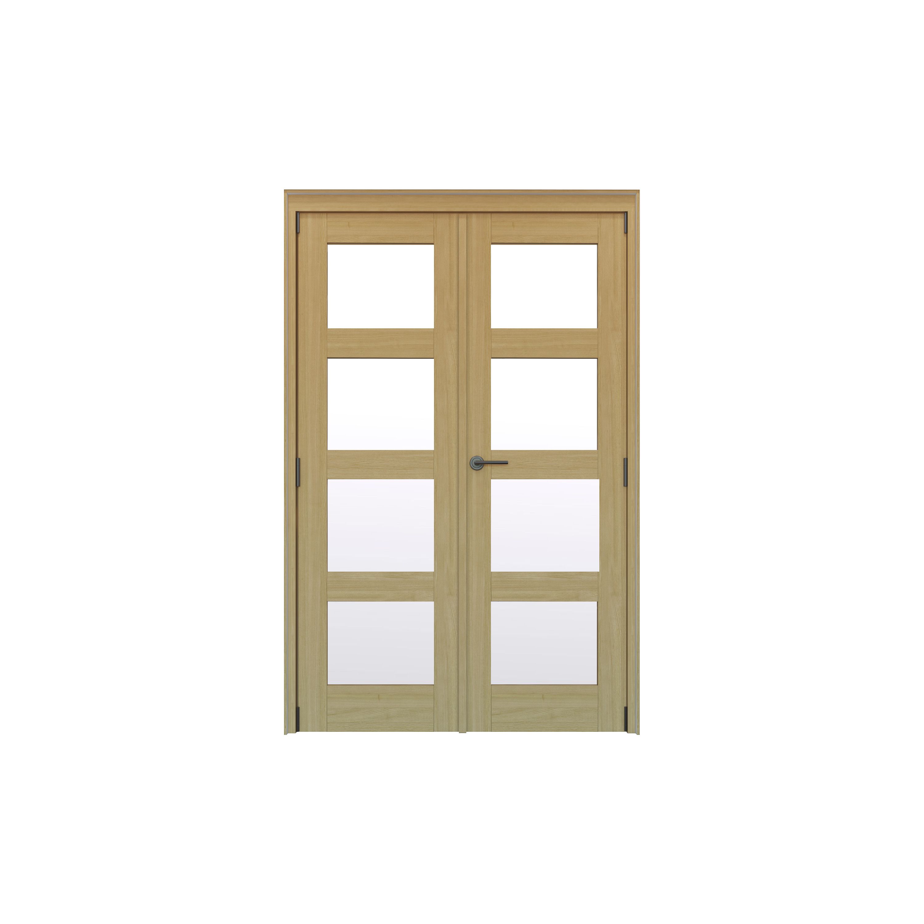 Geom 4 Lite Clear Glazed Oak Internal Patio Door set, (H)2017mm (W)1219mm