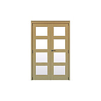 Geom 4 Lite Clear Glazed Oak Internal Patio Door set, (H)2017mm (W)1293mm