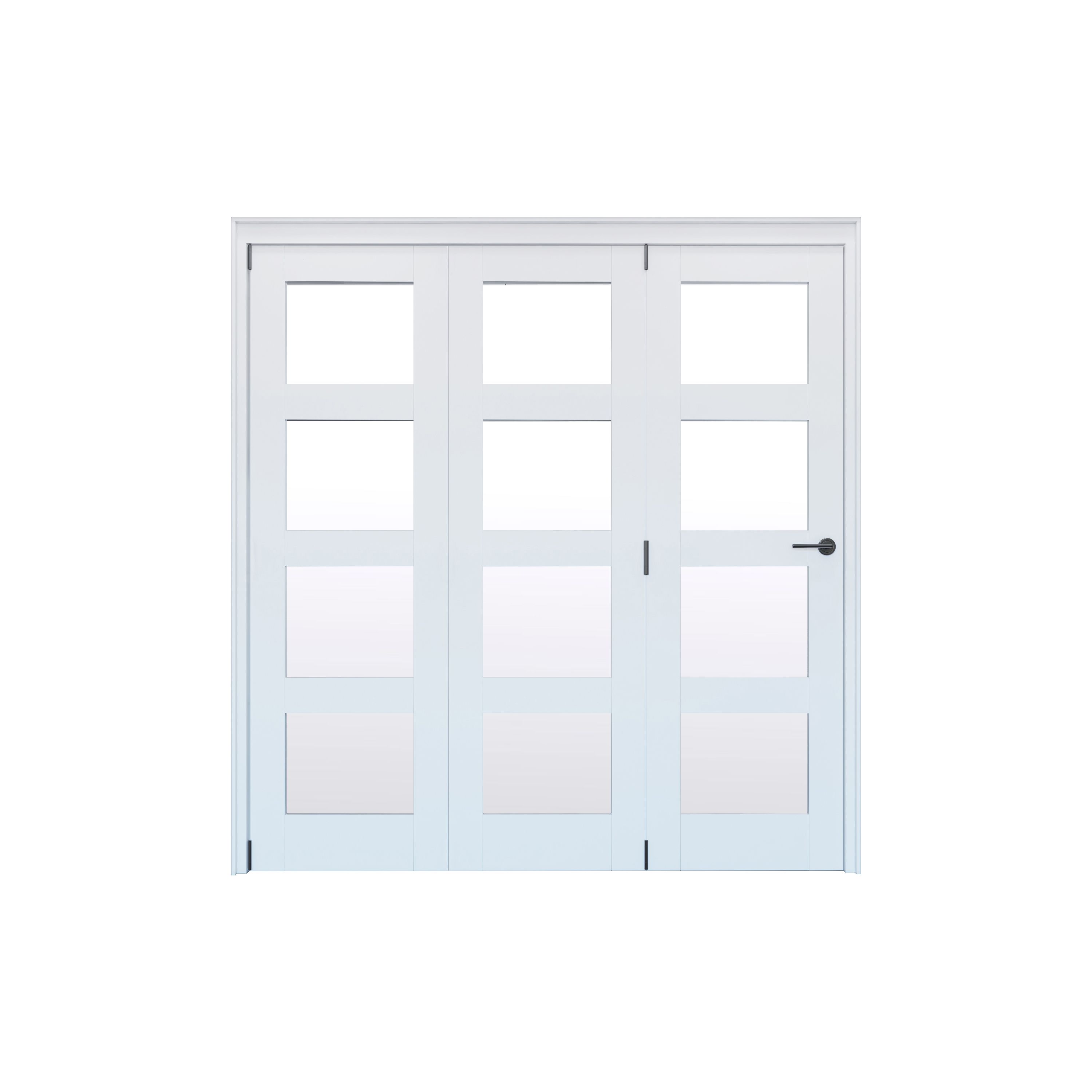 Geom 4 Lite Clear Glazed Pre-painted White Softwood Internal Bi-fold Door set, (H)2060mm (W)1904mm