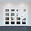 Geom 4 Lite Clear Glazed Pre-painted White Softwood Internal Bi-fold Door set, (H)2060mm (W)2517mm