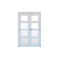 Geom 4 Lite Clear Glazed Pre-painted White Softwood Internal Patio Door set, (H)2017mm (W)1219mm