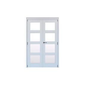 Geom 4 Lite Clear Glazed Pre-painted White Softwood Internal Patio Door set, (H)2017mm (W)1445mm