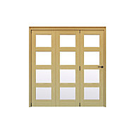 Geom 4 Lite Clear Glazed Veneered Oak Internal Bi-fold Door set, (H)2060mm (W)1904mm
