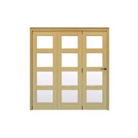 Geom 4 Lite Clear Glazed Veneered Oak Internal Bi-fold Door set, (H)2060mm (W)2132mm