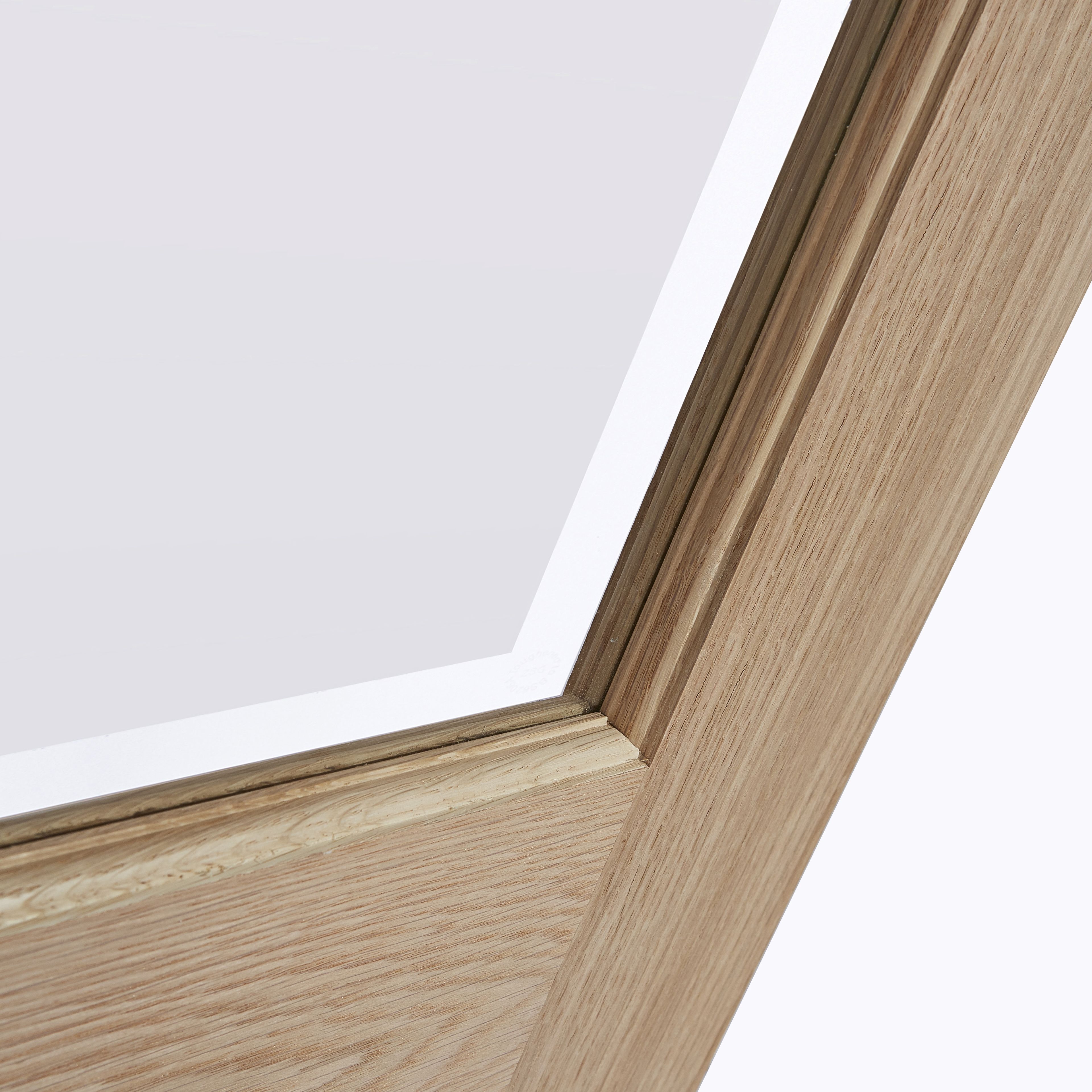 Geom 4 panel 2 Lite Clear Glazed Oak veneer Internal Door, (H)2040mm (W)726mm (T)40mm