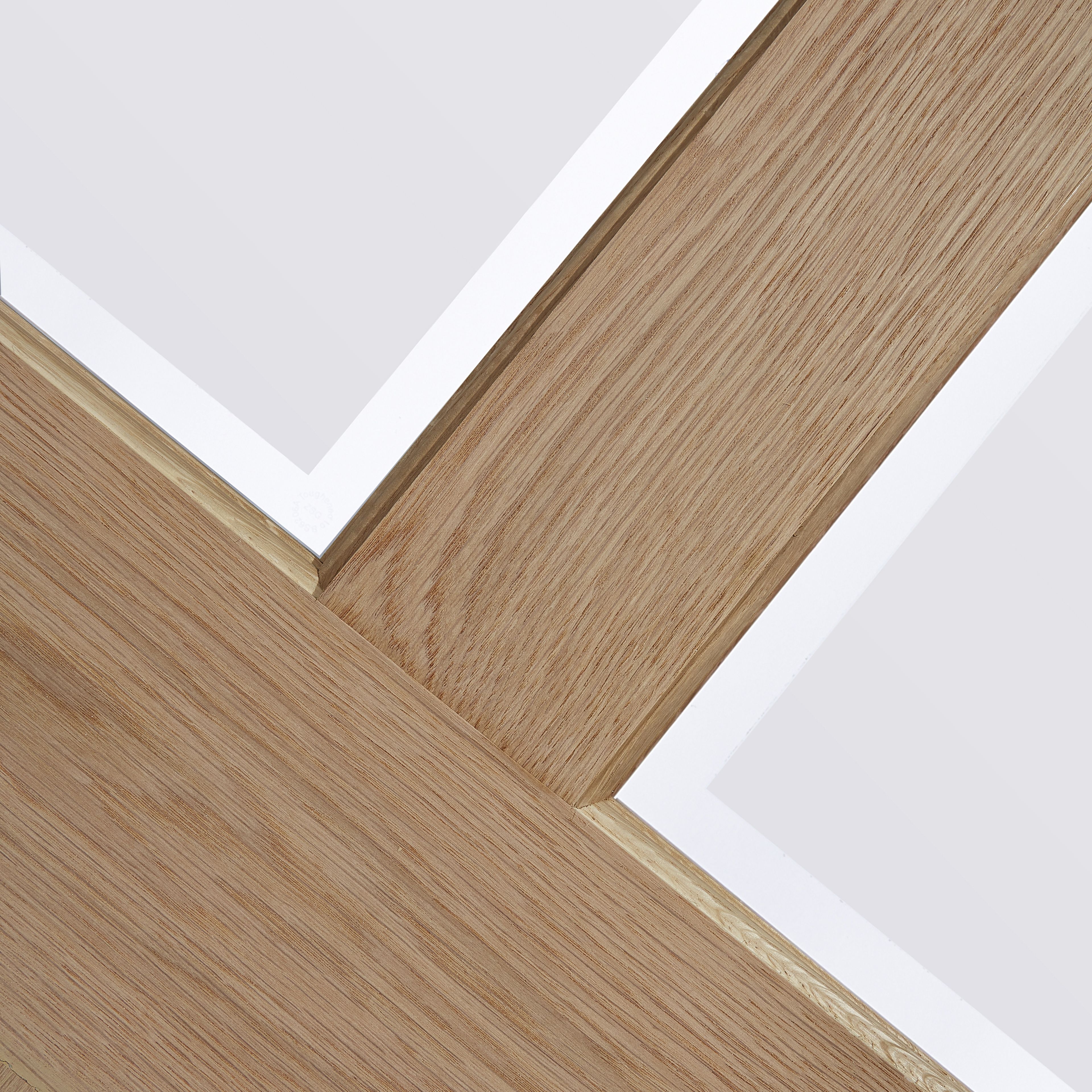 Geom 4 panel 2 Lite Clear Glazed Oak veneer Internal Door, (H)2040mm (W)726mm (T)40mm