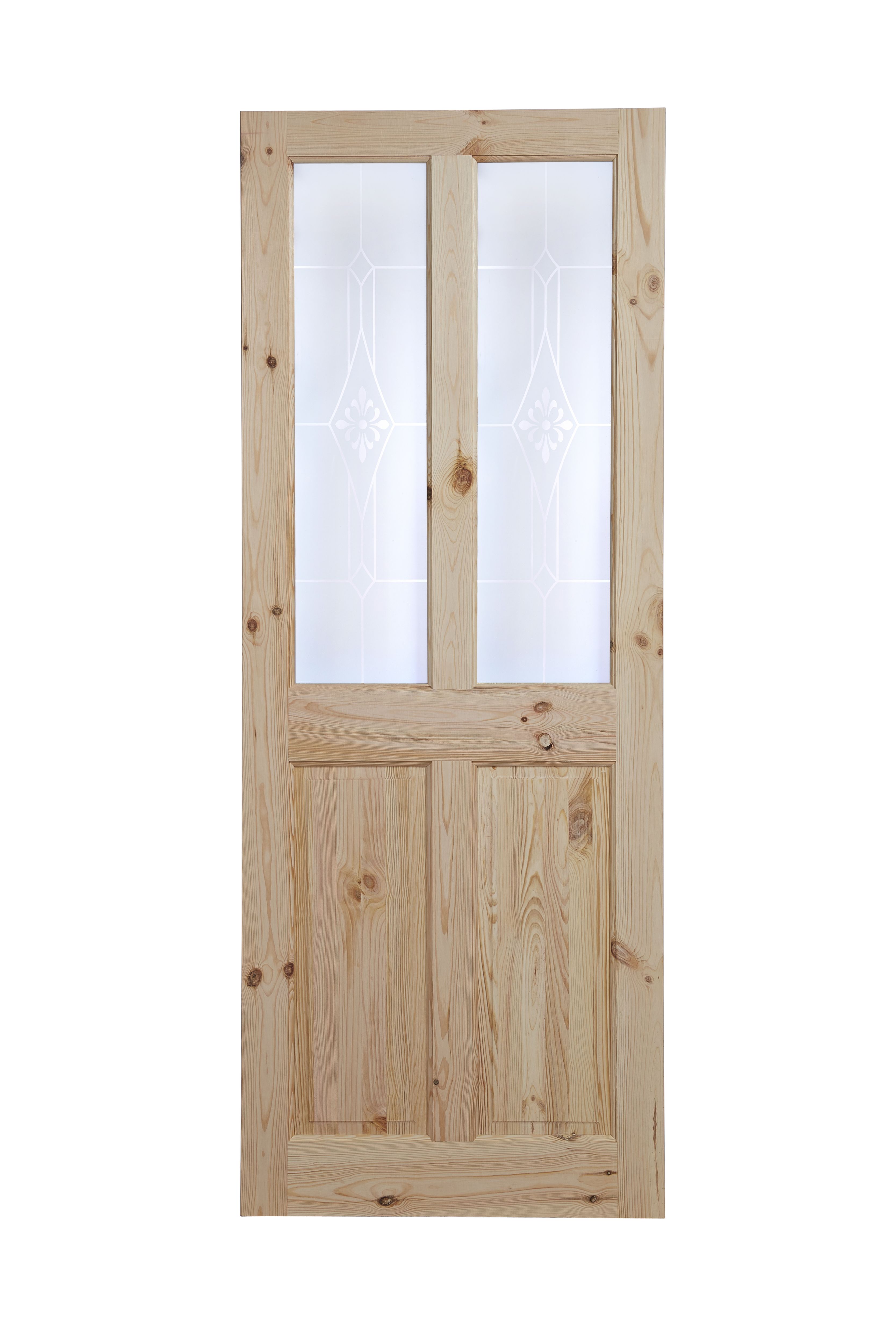 Geom 4 panel Frosted Glazed Internal Door, (H)2040mm (W)726mm (T)40mm
