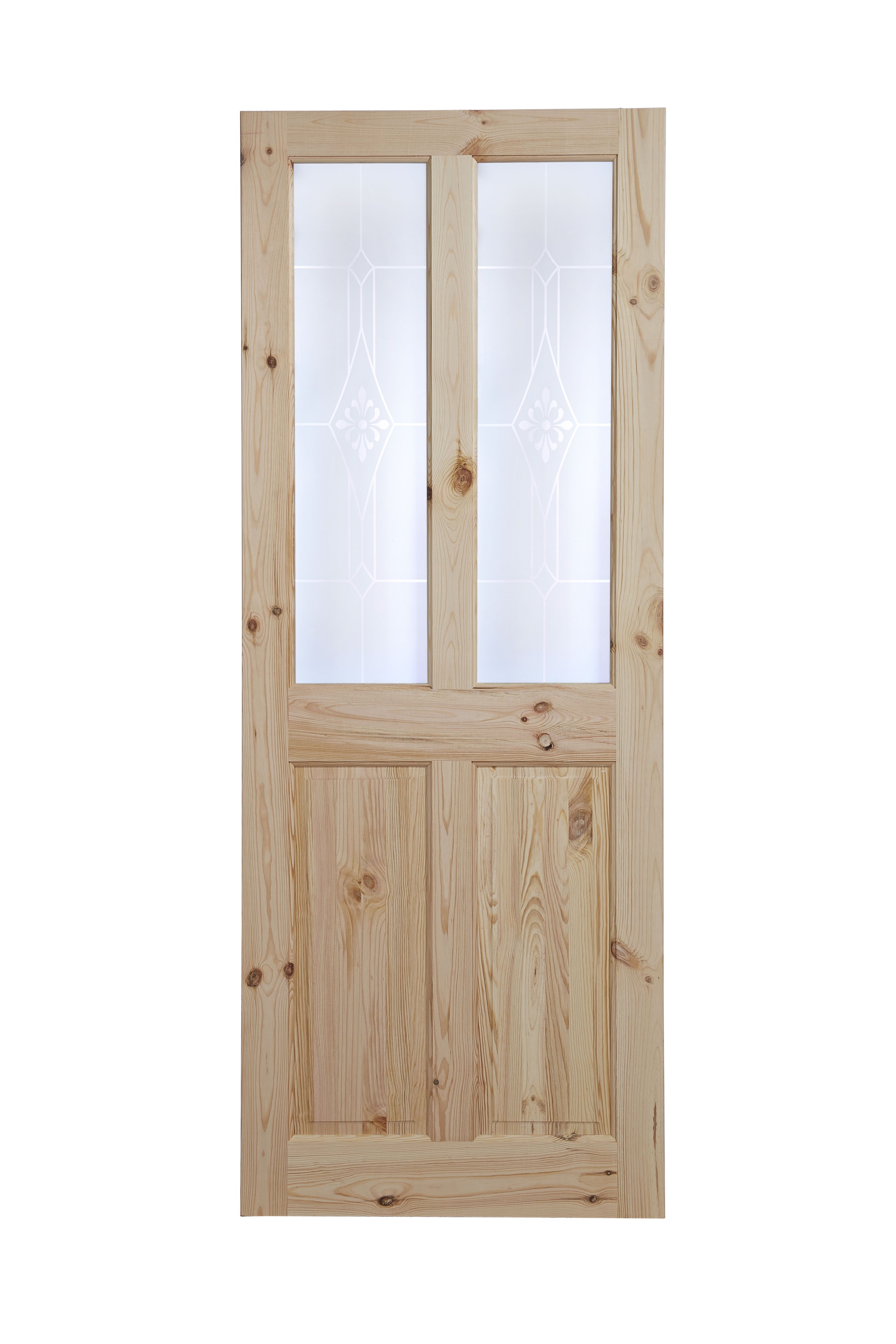 Geom 4 panel Frosted Glazed Internal Door, (H)2040mm (W)826mm (T)40mm